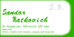 sandor matkovich business card